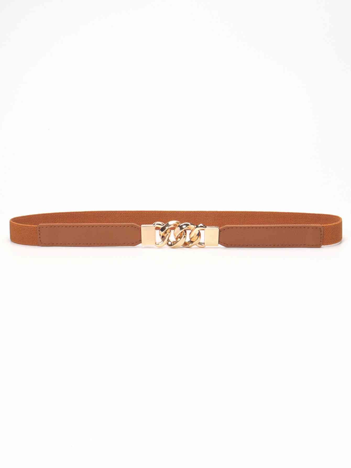 ElegantStyle Zinc Alloy Buckle Elastic PU Belt – Versatile and Stylish Accessory See size chart under “more details”