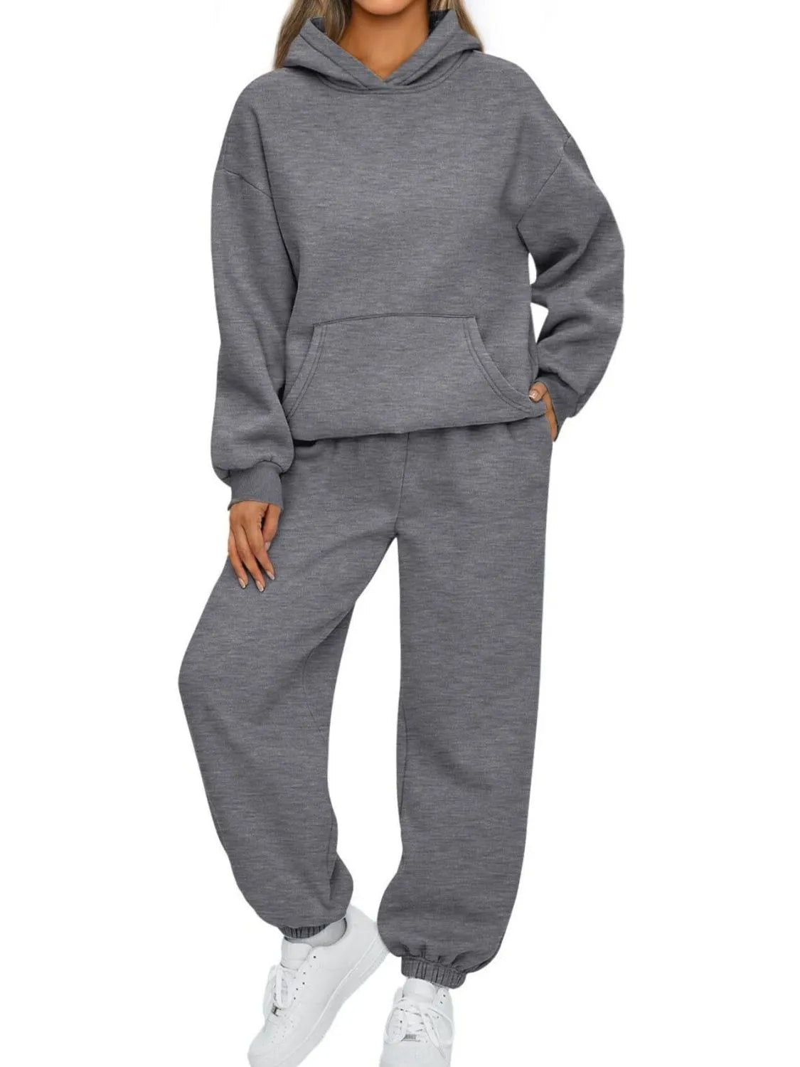 Conjunto de Sudadera con Capucha (Bolsillo Canguro) y Joggers de Talla Grande