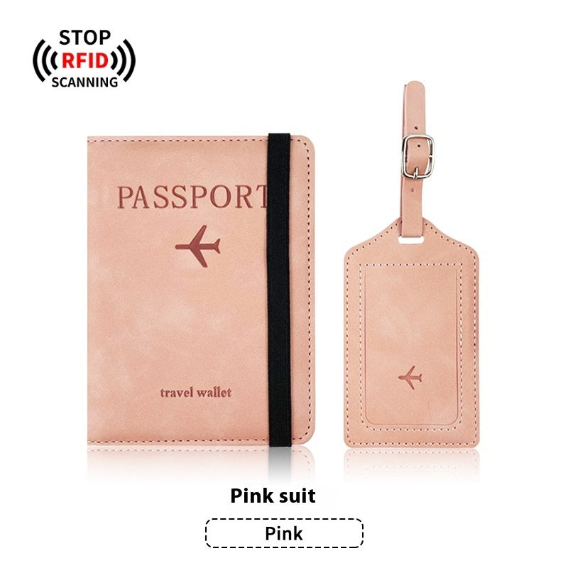 PU Leather Anti-magnetic Passport Holder Luggage Tag Suit