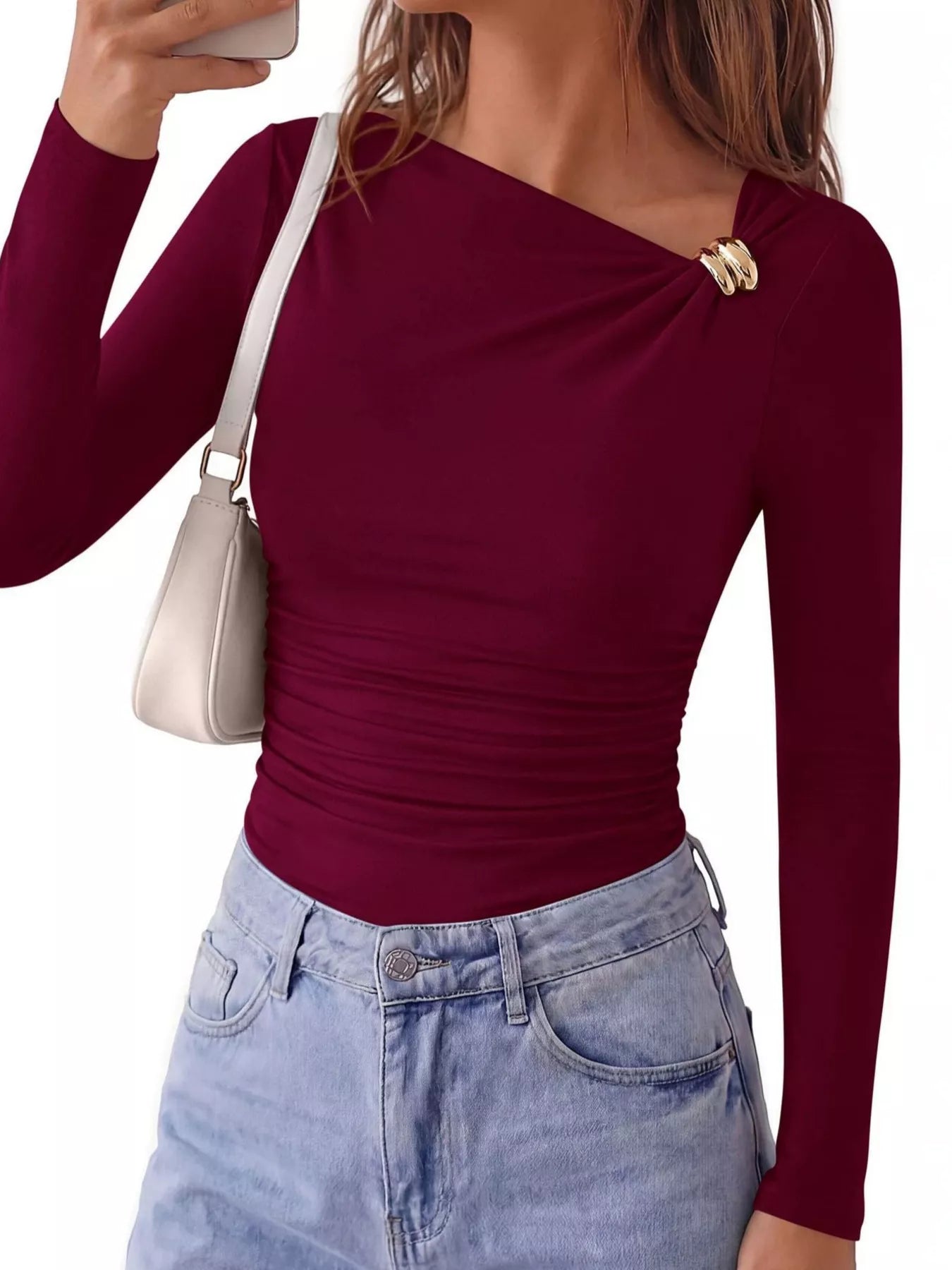 Metal Detail Long Sleeve T-Shirt