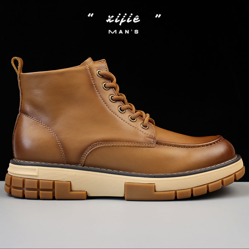 Botas Martin de estilo británico para hombre, para ocio al aire libre, con suela gruesa amortiguadora