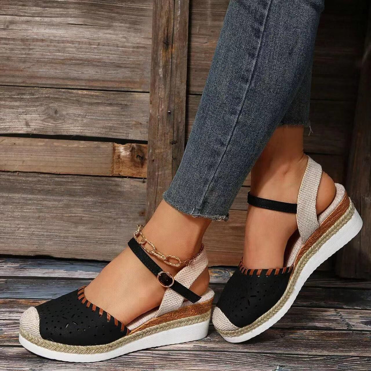 Women's Hemp Rope Platform Wedge Shoes