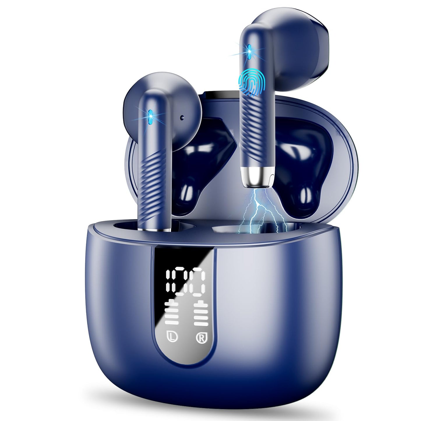 Wireless Earbud Bluetooth 5.3 Headphones with Clear Sound 40H Playtime Sport Earbud Touch Control with LED Digital Display IP7 Waterproof Bluetooth Earphones Built-in Mic for Android iOS Workout