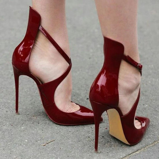 Zapatos de tacón de aguja con tira cruzada para mujer