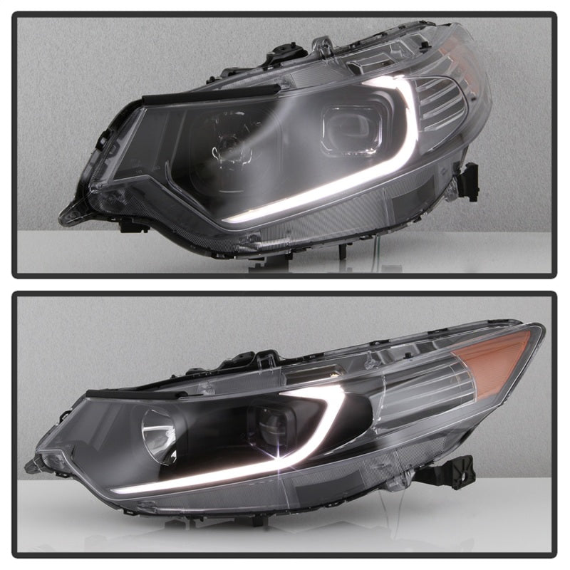 xTune 09-14 Acura TSX Faros Proyector - Barra de Luz DRL - Negros (PRO-JH-ATSX09-LB-BK)