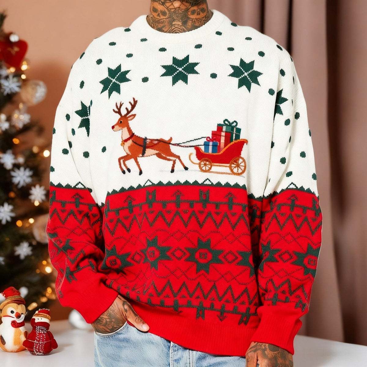 Mens Crew-Neck Sweatshirt With 3D Digital Print