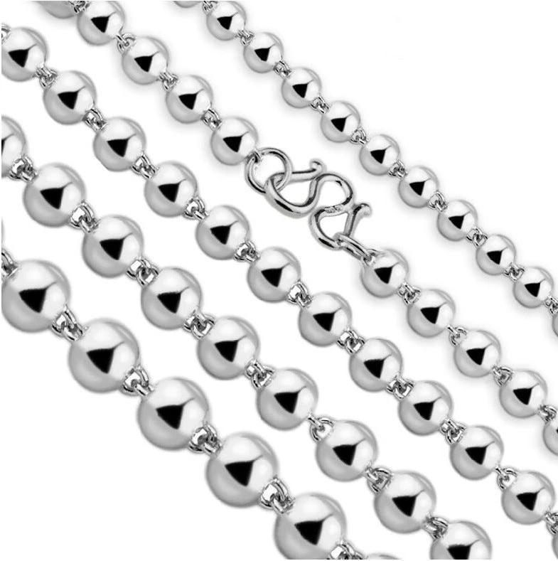 Men's Round Beads Silver Necklace