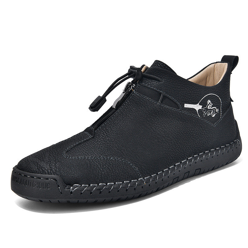 Casual Men's Leather Shoes Travel Middle-aged Doudou Light And Comfortable