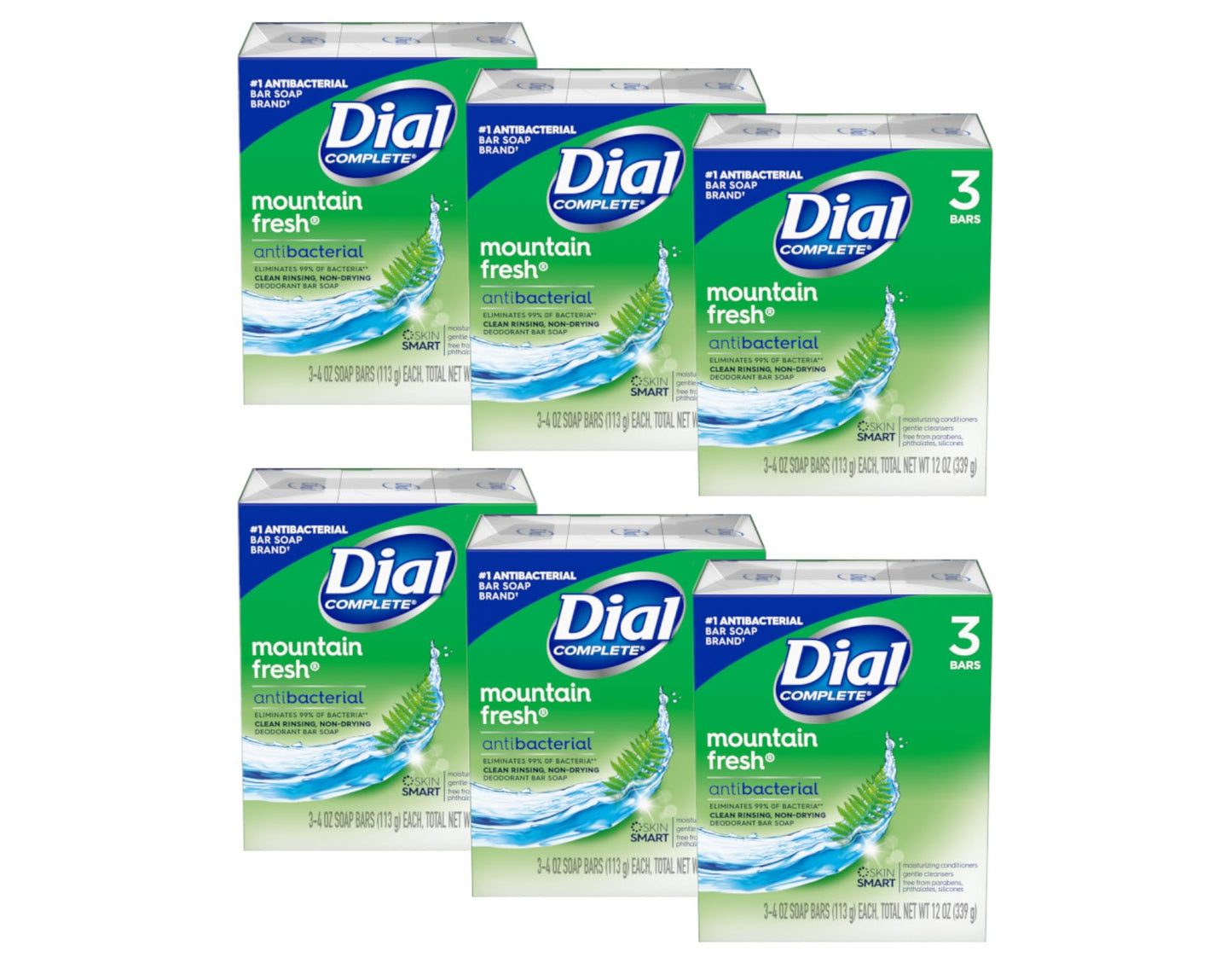 Dial Mountain Fresh Antibacterial Deodorant Bar Soap 3 4 oz Soap Bars (Packs of 6)