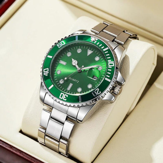Reloj de hombre de acero macizo luminoso con correa de calendario único