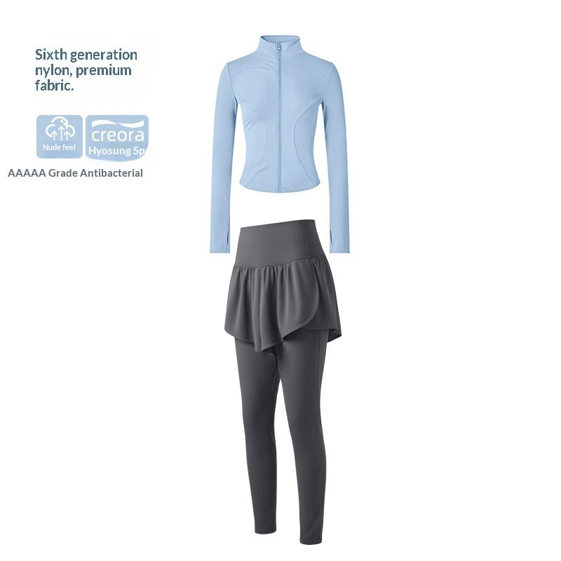 Long, Stand-collar Yoga Jacket For Womenideal For Pilates Outdoor Workouts And Running