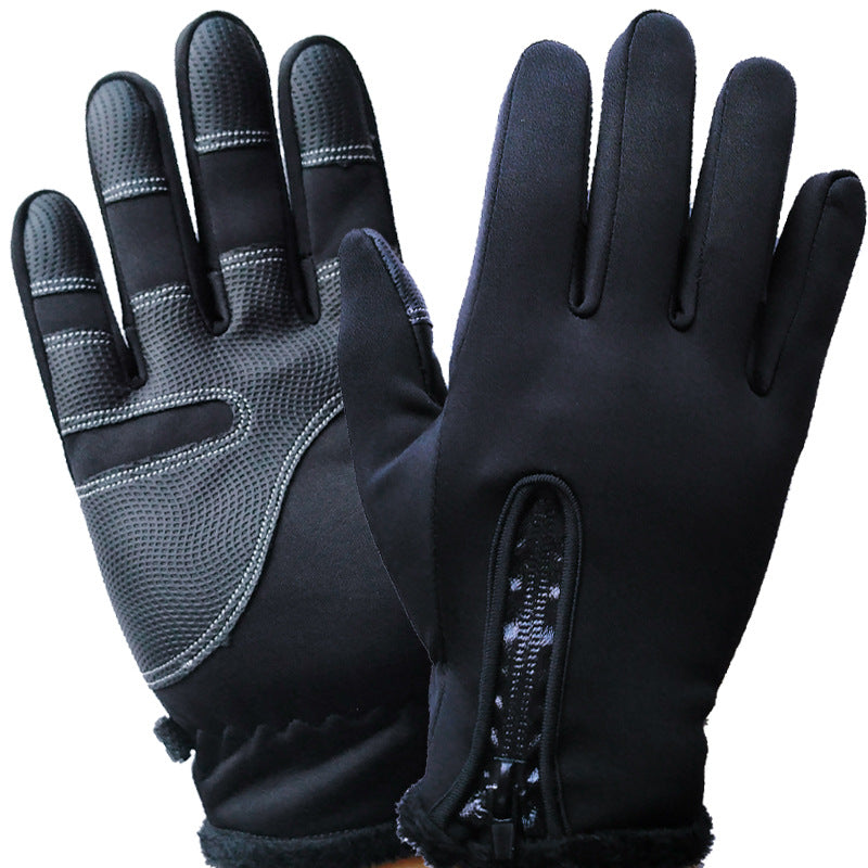 Men's Full Finger Touch Screen Zipper Outdoor Gloves
