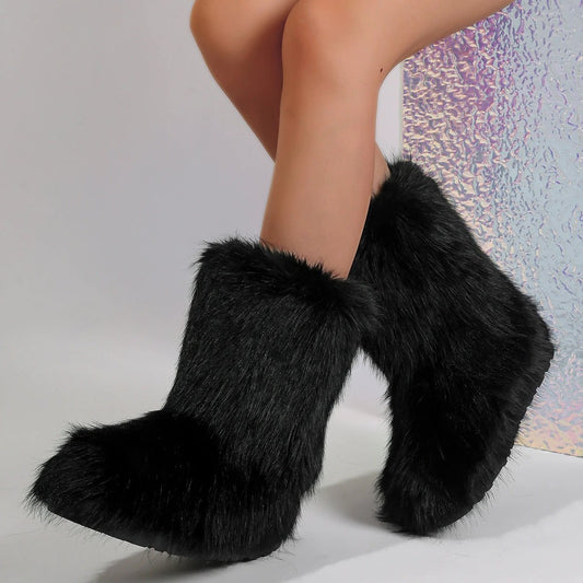 Botas de nieve Botas a media pantorrilla Botas peludas
