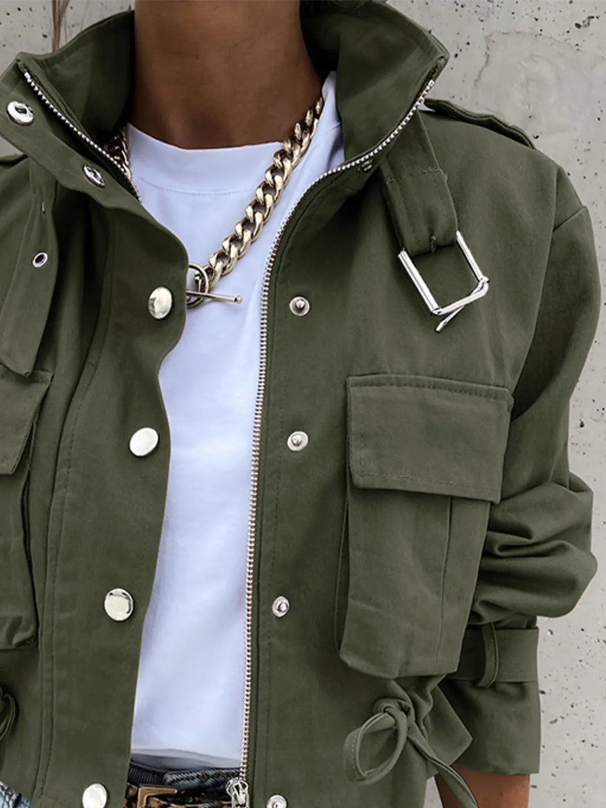 Snap Down Long Sleeve Jacket