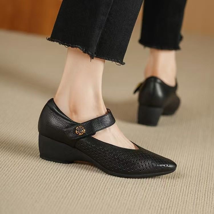 Tacones altos puntiagudos retro para mujer