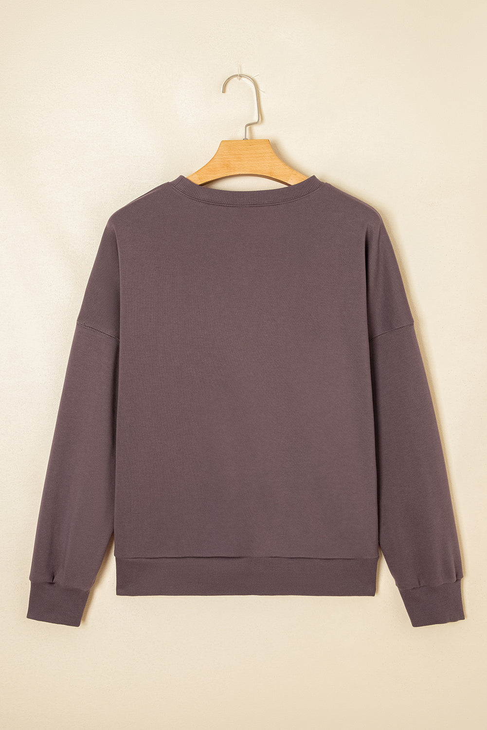 Sudadera con hombros caídos de rizo y patrón de lazo color caqui oscuro