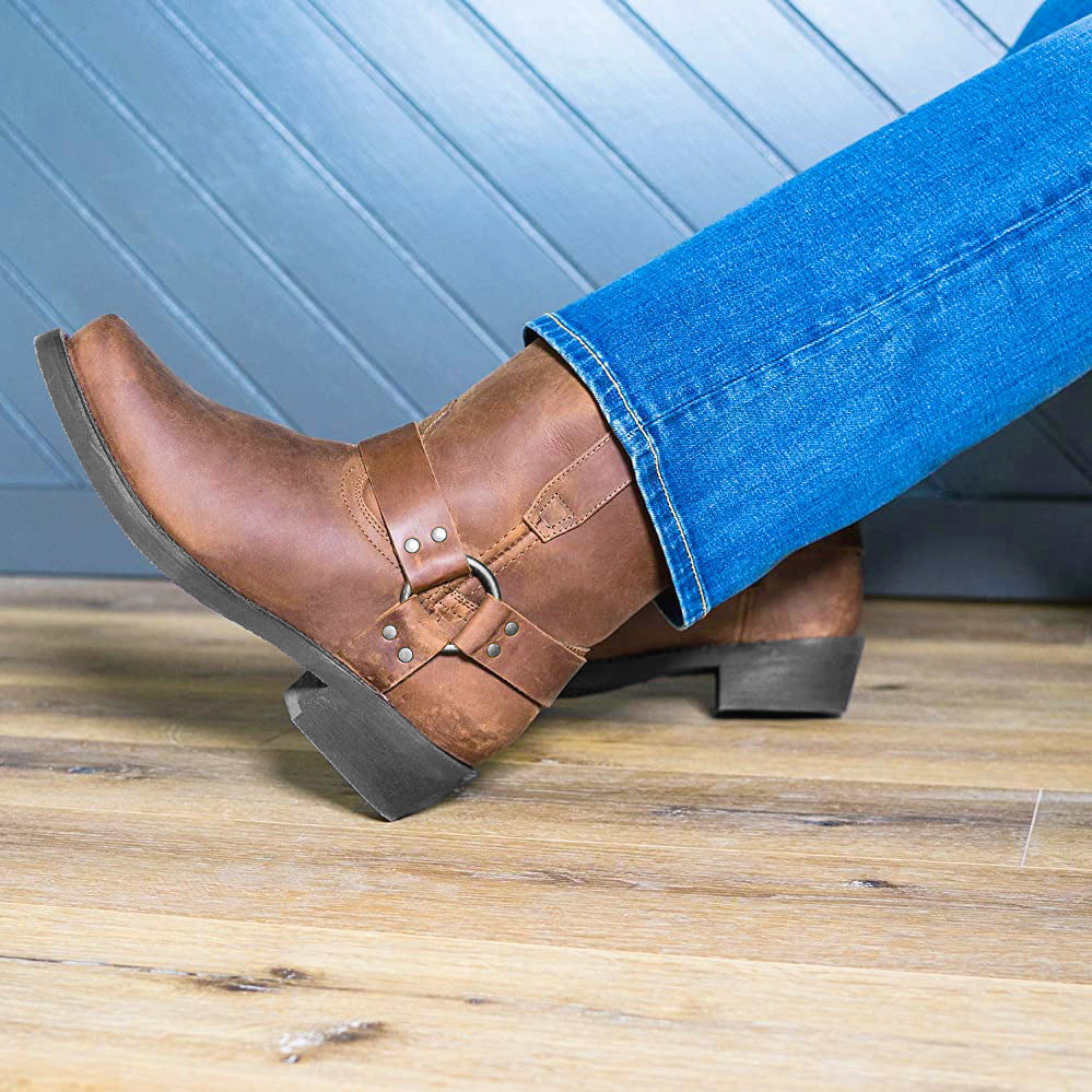 Men's Versatile Casual Leather Retro Short Boots