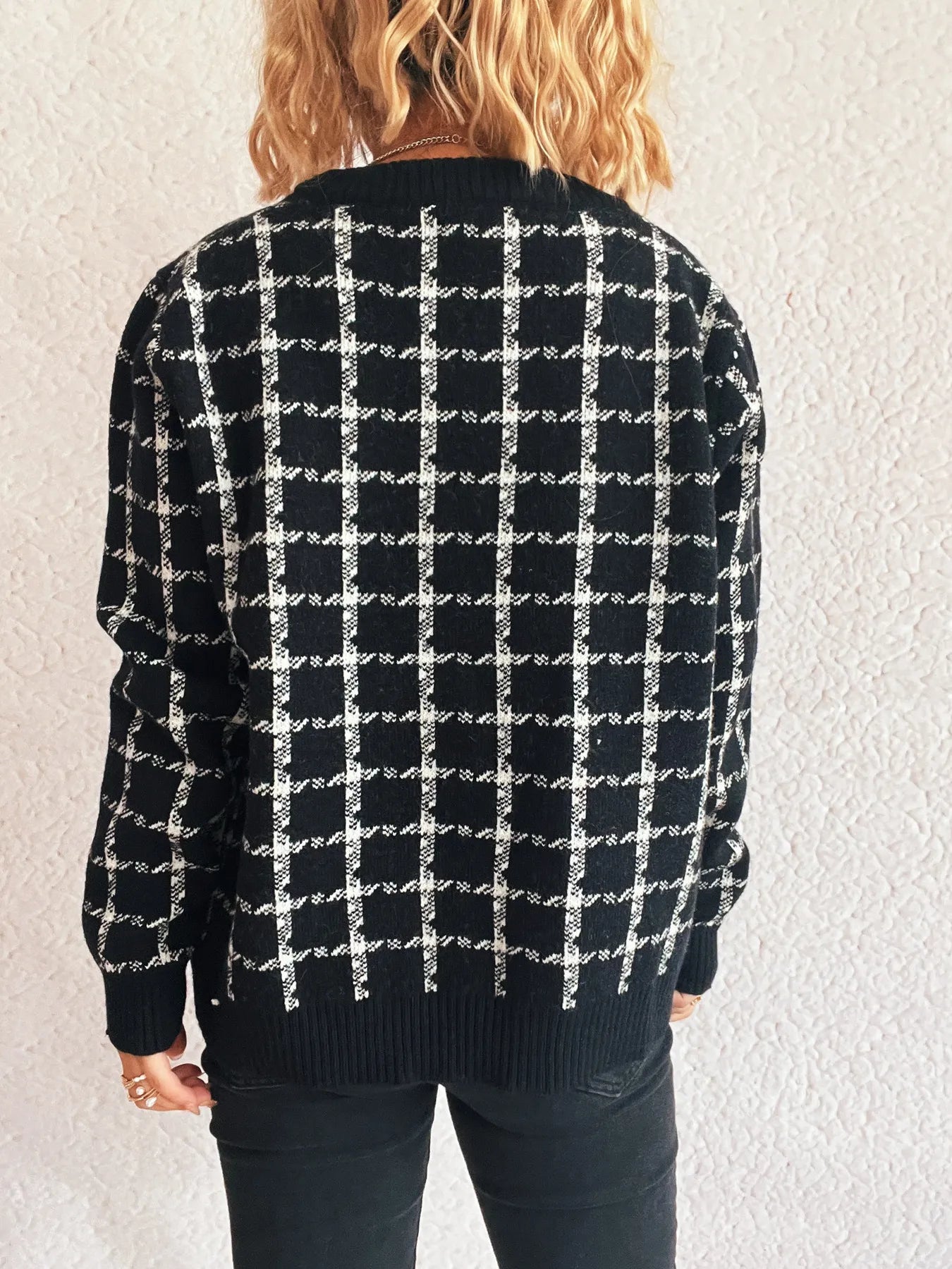 Plaid Pattern Zip Up Cardigan