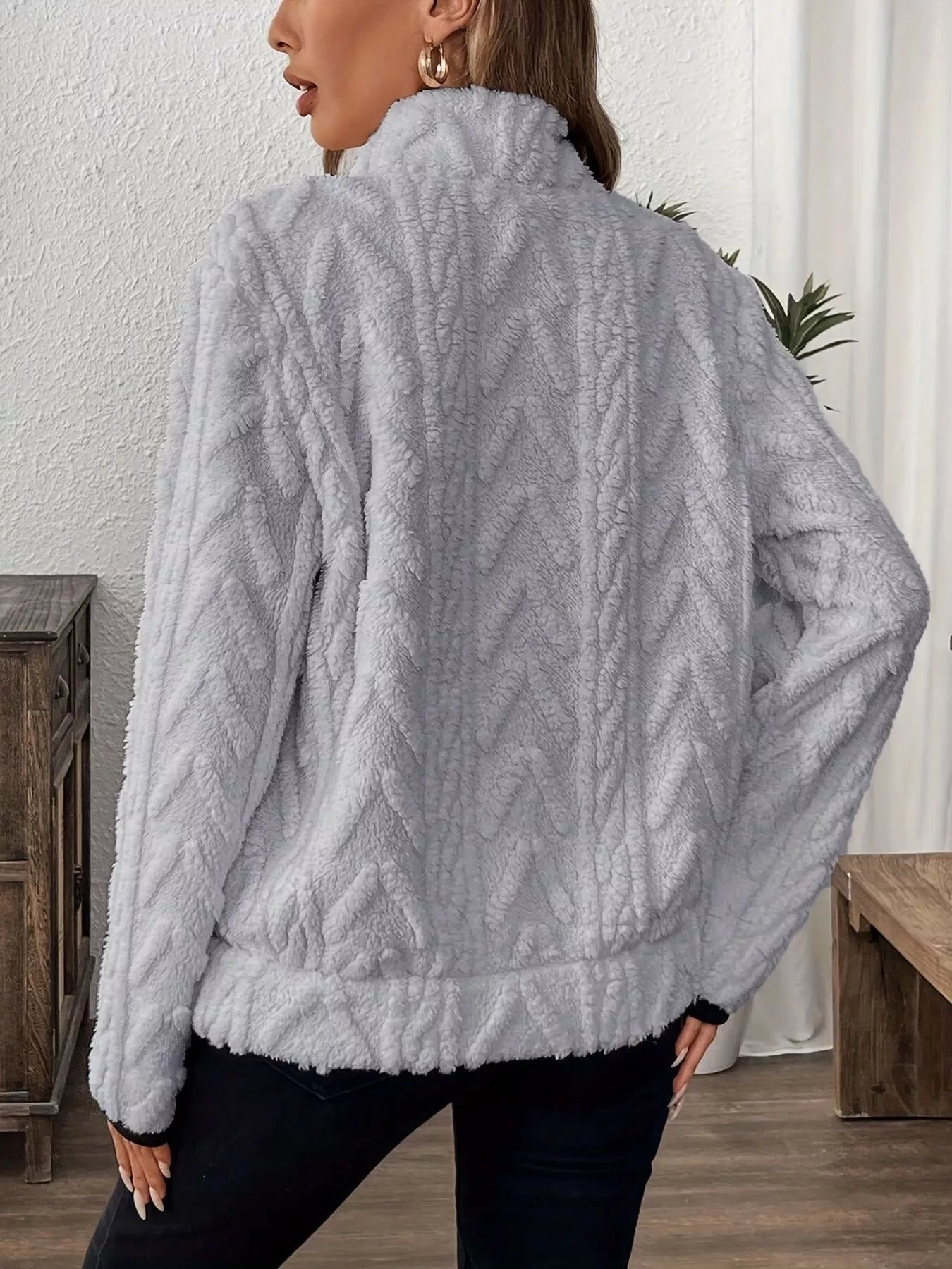 Sudadera polar de media cremallera de talla grande