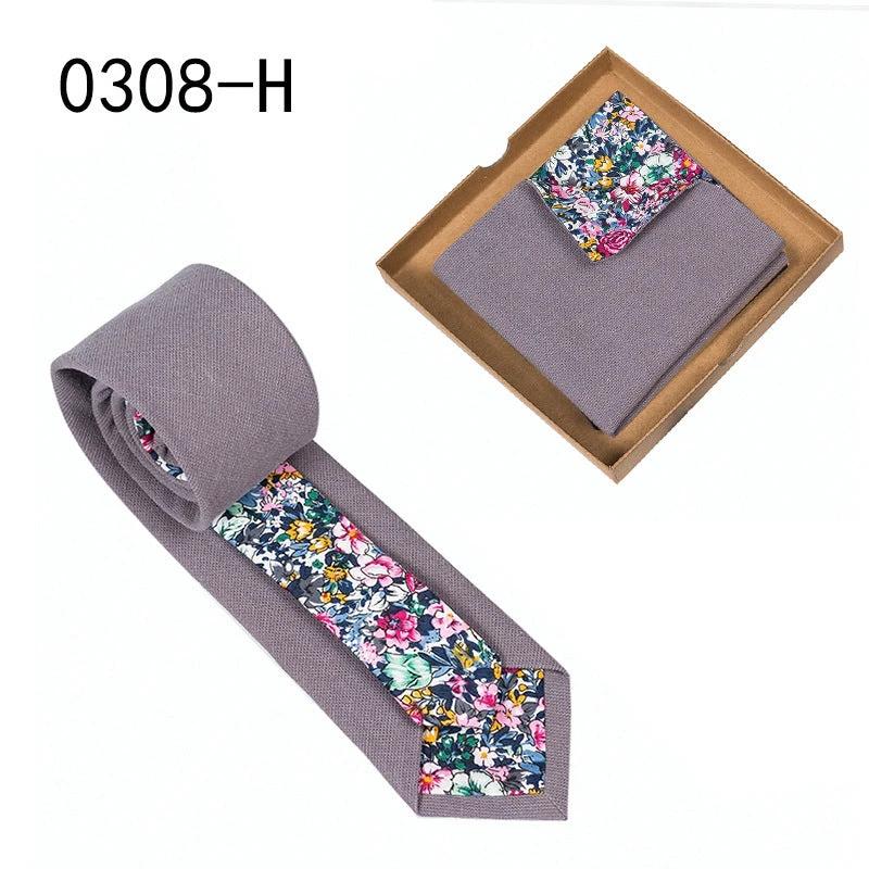 Men's Floral Print Tie and Pocket Square