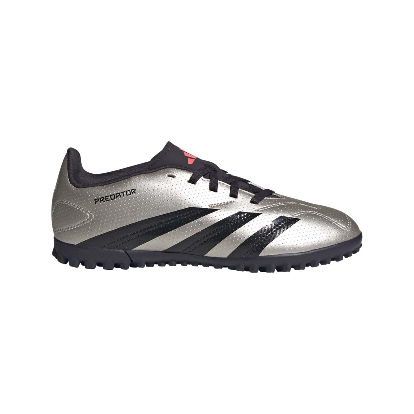 adidas Club Predator Turf Sneaker Platin Metallic/Aurora Black/Turbo 4.5 US Unisex Big Kid