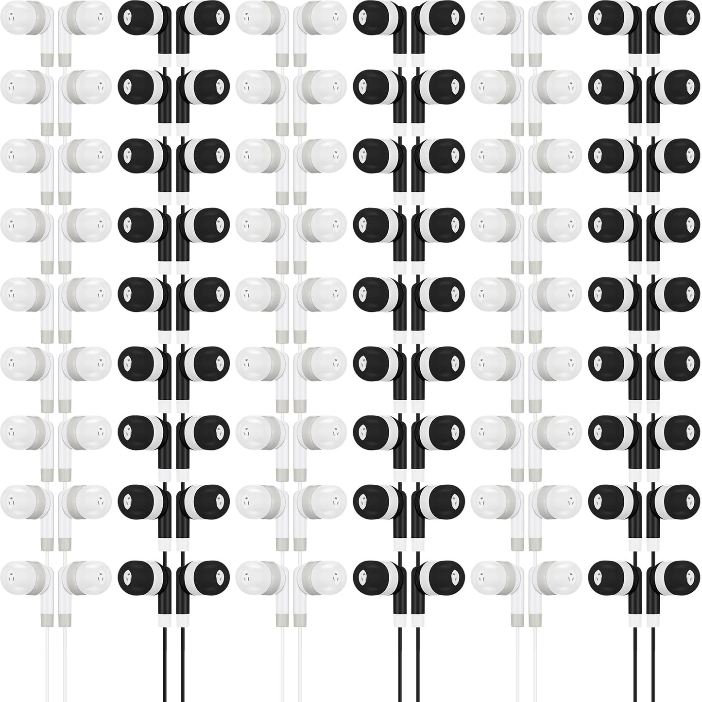 Kigeli 100 Pcs Kids Bulk Earbud Headphones for Classroom Student Wired Headphones in-Ear Earbud 3.5 mm Disposable Earphones Set for Kids Adult Class School Library Laptop (Grey Black)