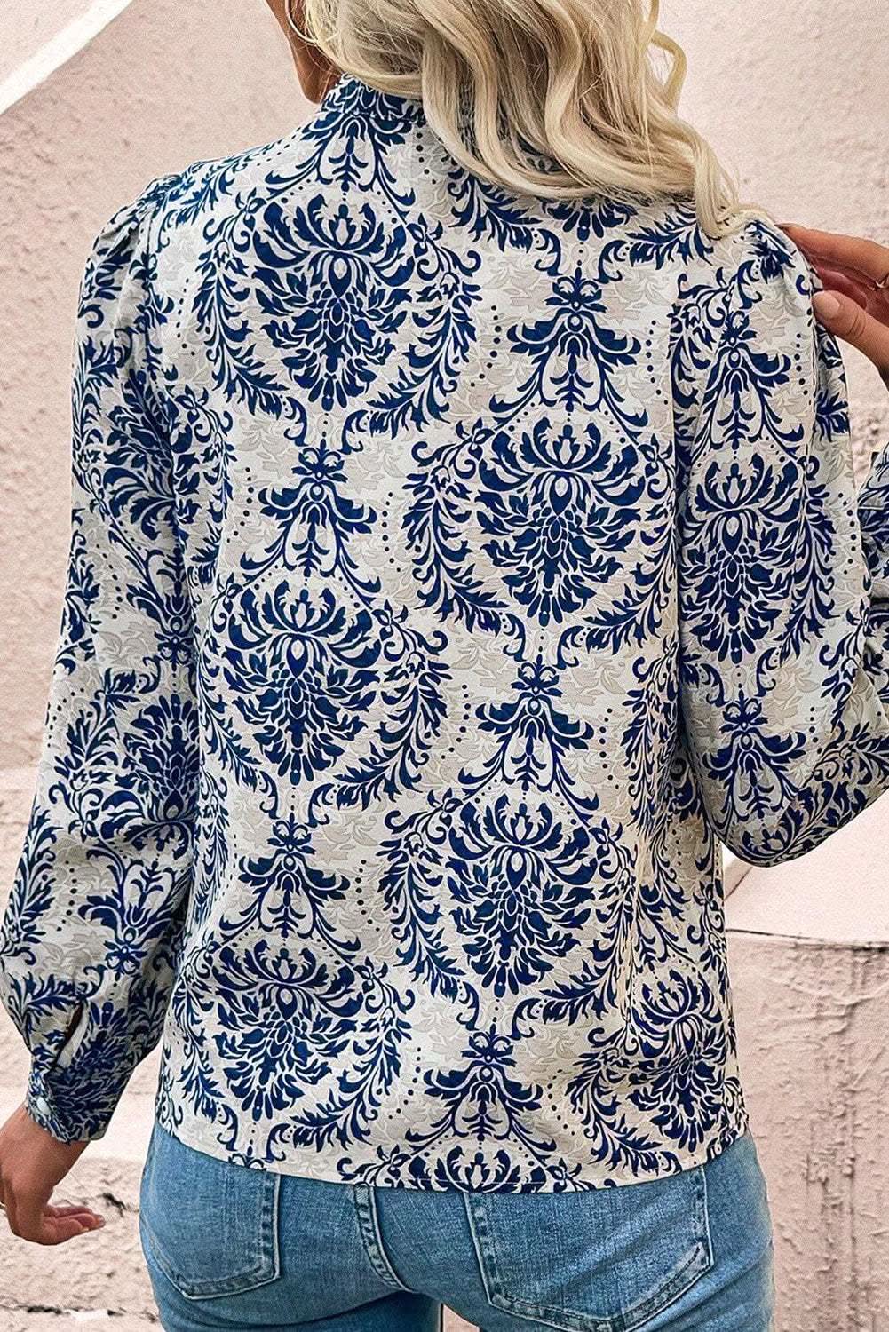 Love Salve Tribal Print Plus Shirt Sky Blue — Versatile Woven Top