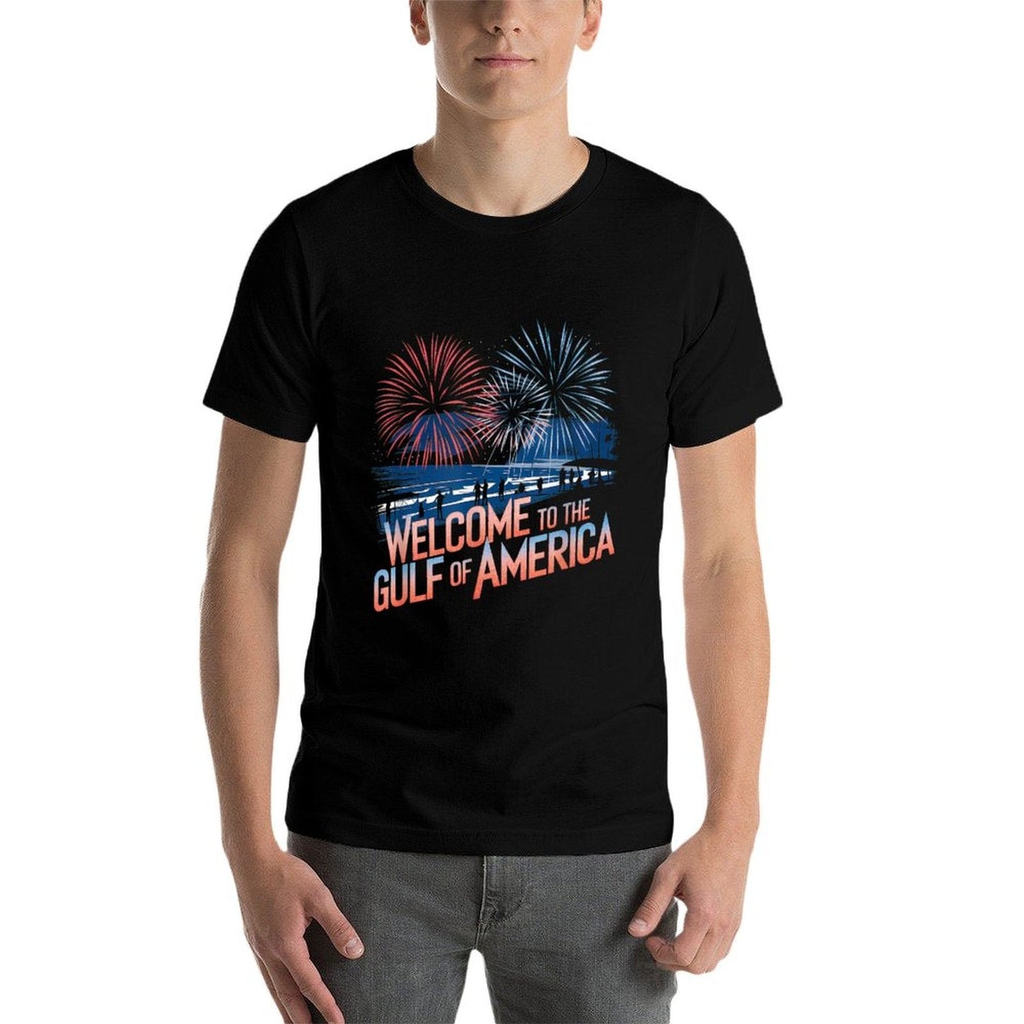 Gulf Of USA America Gift Men Women Flag Beach Fade-proof Color T-Shirt