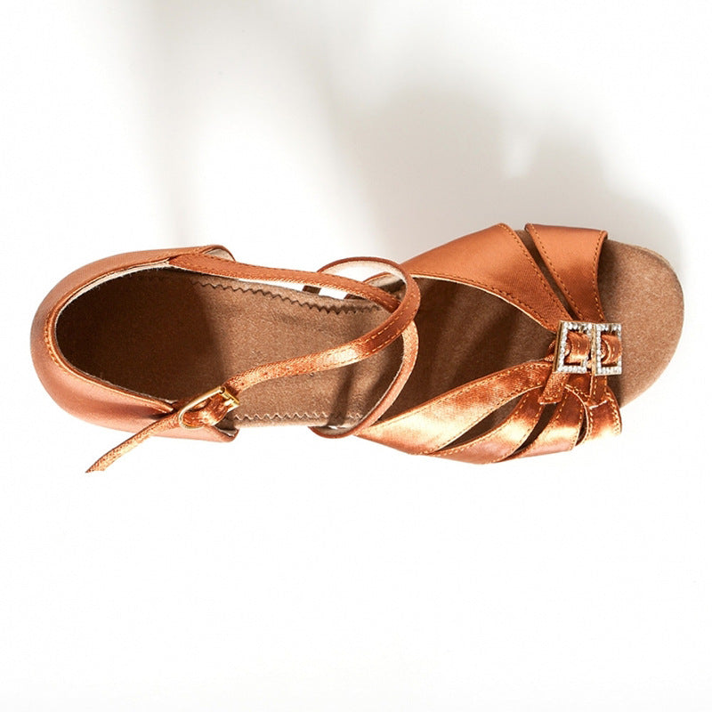 Women's Professional Latin Dancer Diamond Buckle High Heels