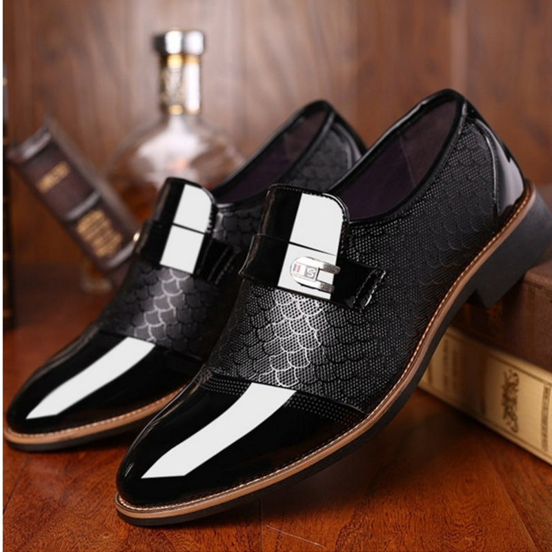 Textured Buckle Dress Shoes