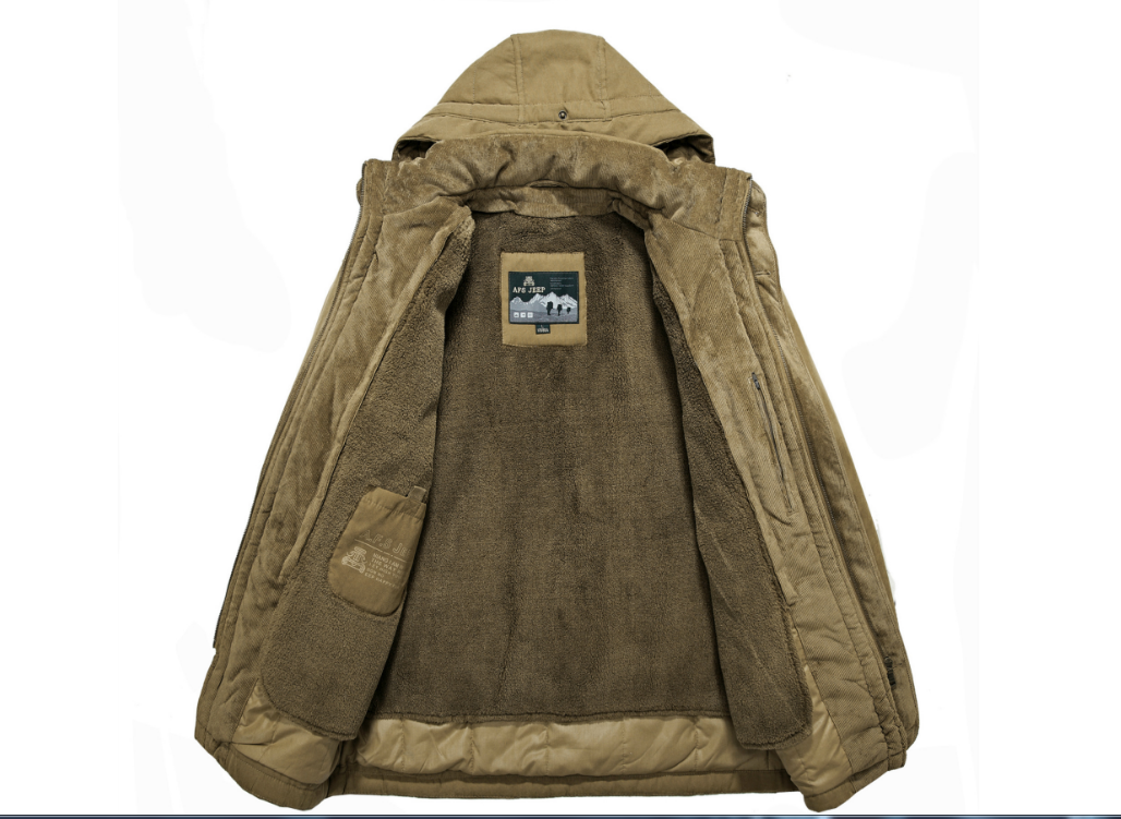 Men's Thick Cotton Jacket with Hood for Winter