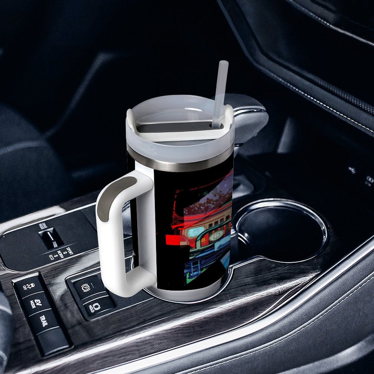 Buckle Up 4-wheel Drive 40oz Stainless Steel Insulated Tumble with Handle & Lid (Made in USA)