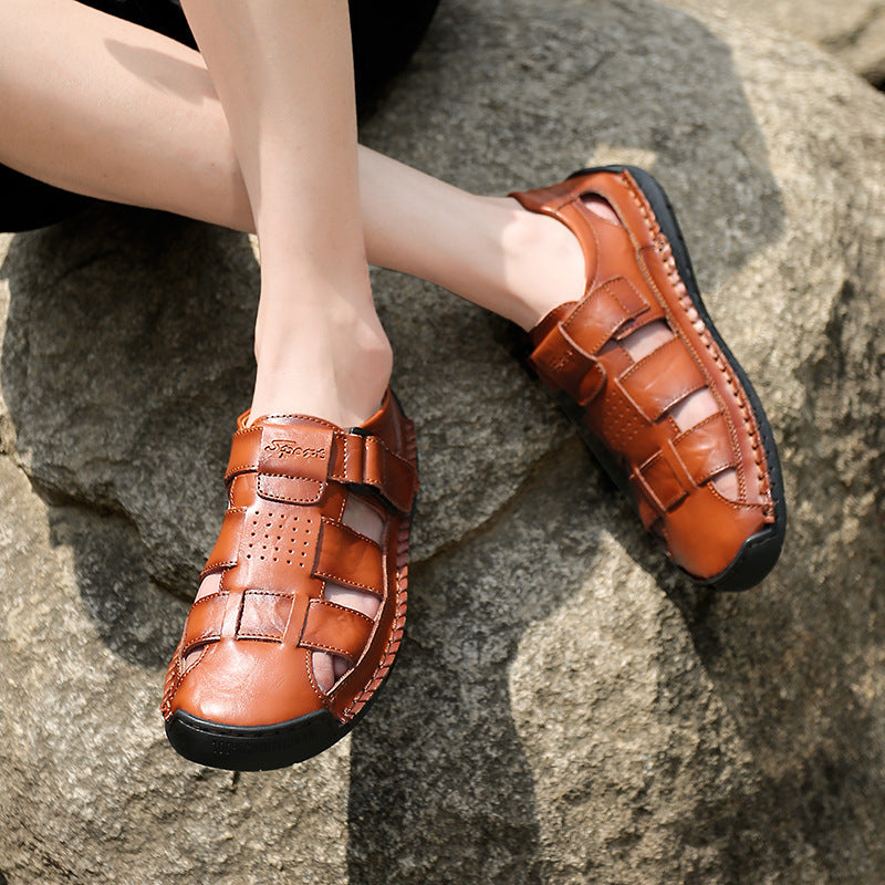 Men's Handmade Stitching Leather Casual Beach Sandals