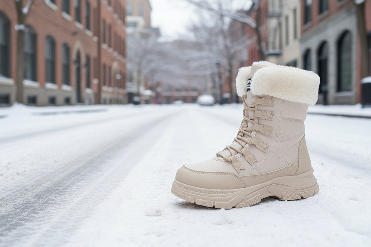 Zapatos de invierno casuales y cómodos con suela gruesa y forro polar para mujer