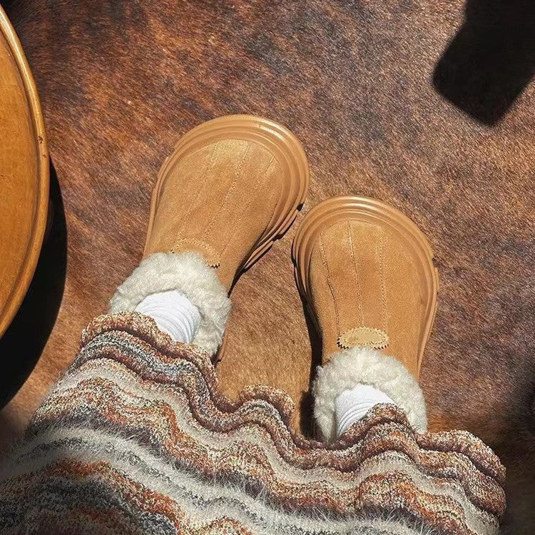 Women's Fur Integrated Platform Snow Boots