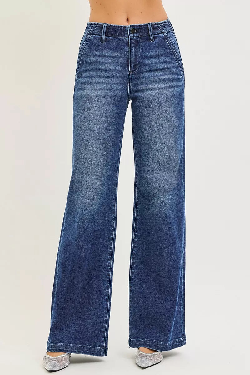 Pantalones Vaqueros Anchos de Tiro Alto RISEN con Bolsillos Inclinados