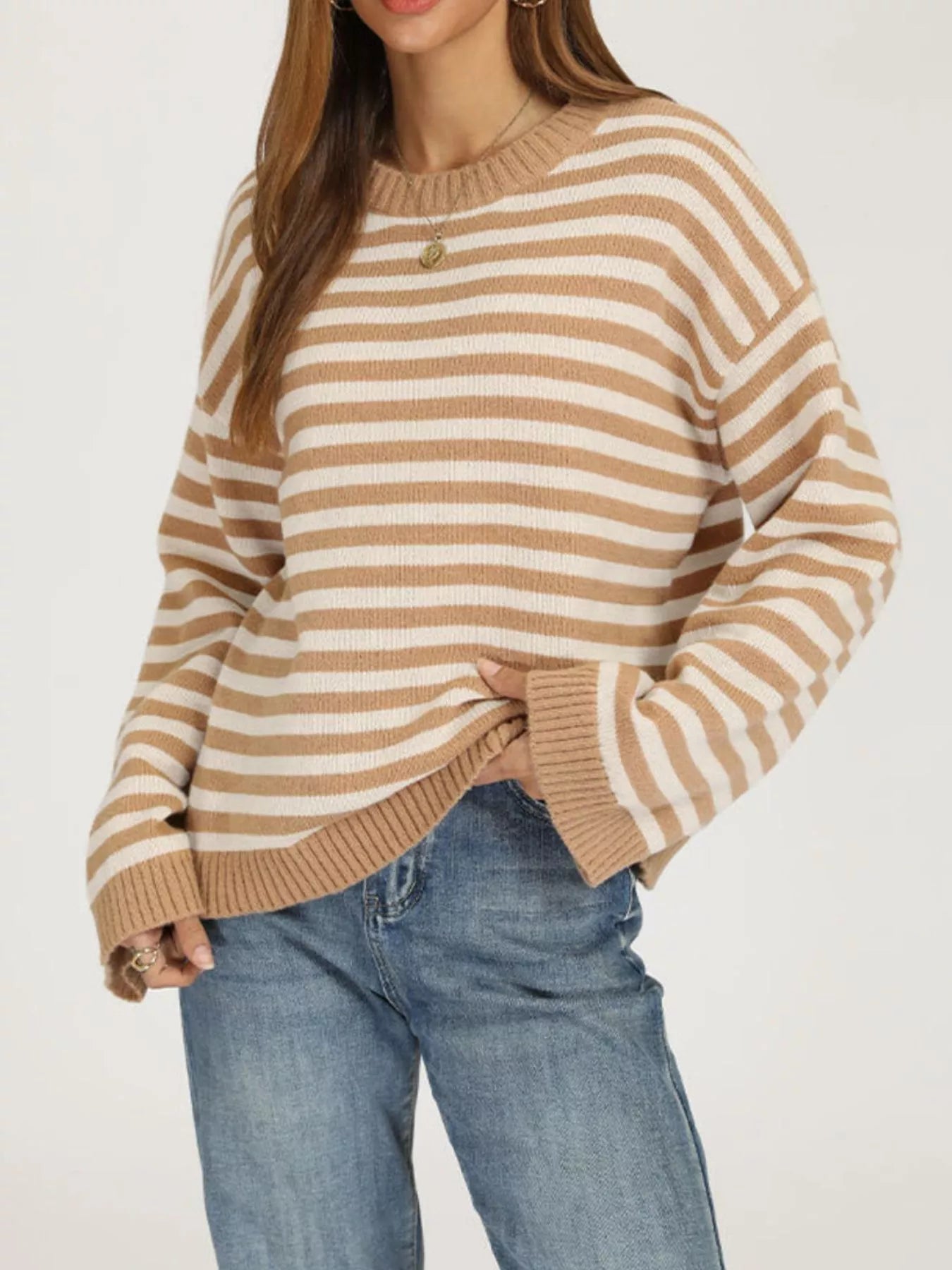 Striped Dropped Shoulder Sweater