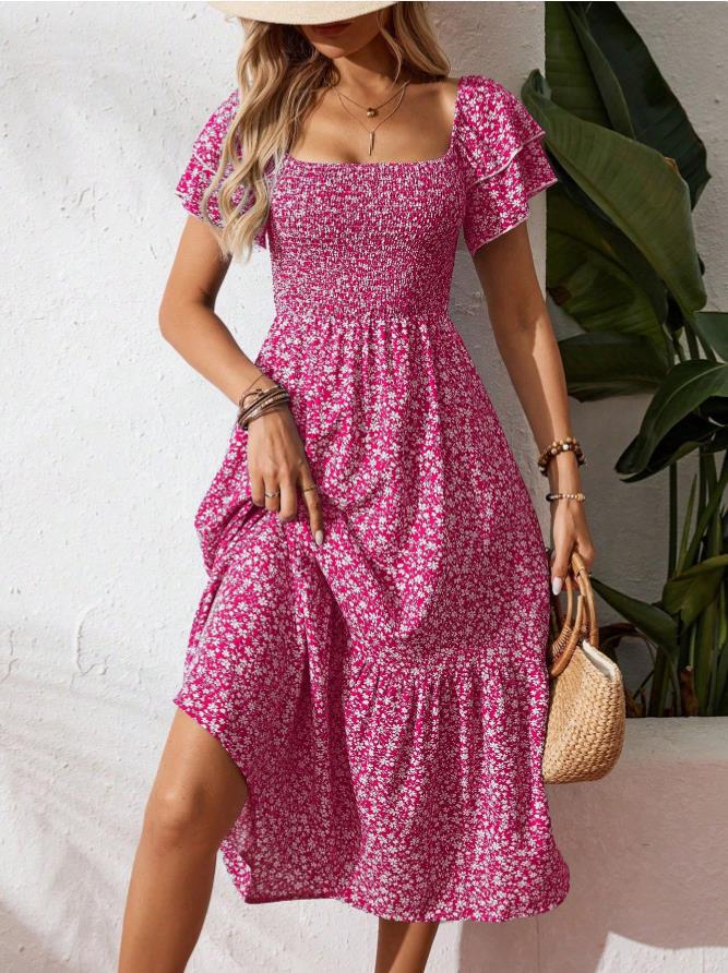 Vestido midi sin espalda talla grande – Elegante vestido de fiesta de verano plisado