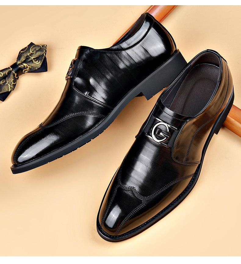 Men's Casual Business Embroidered Pointed Leather Shoes