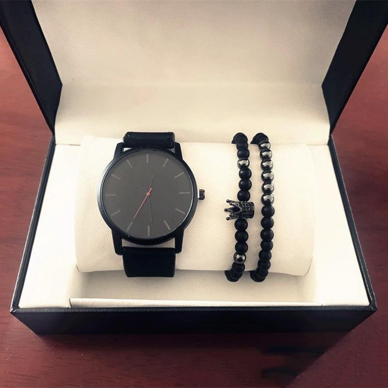 Men's Large Dial Casual Simple Scale Frosted Band Quartz Crown Bracelet/Watch
