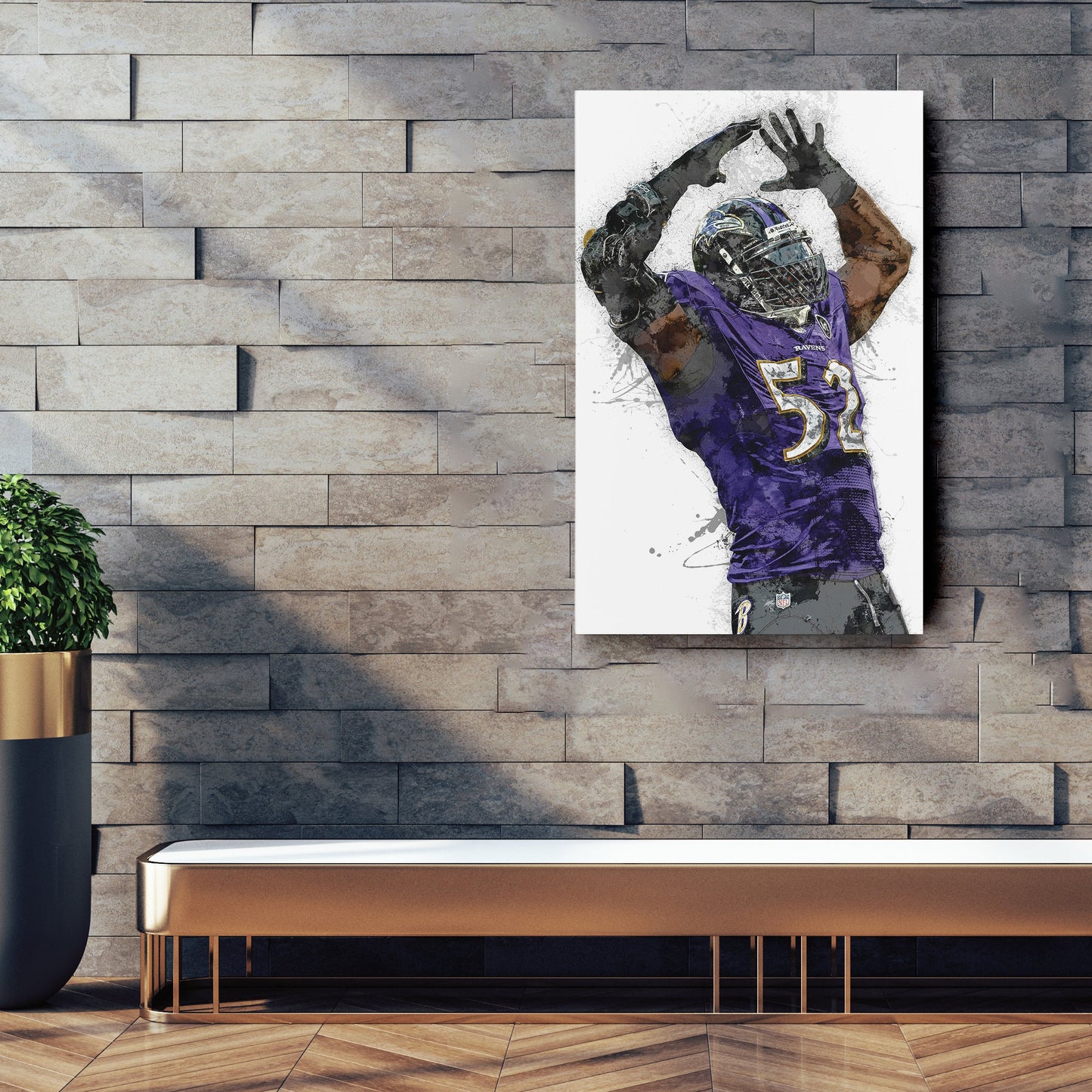 Arte de pared de Ray Lewis - Decoración de pared de los Baltimore Ravens de la NFL