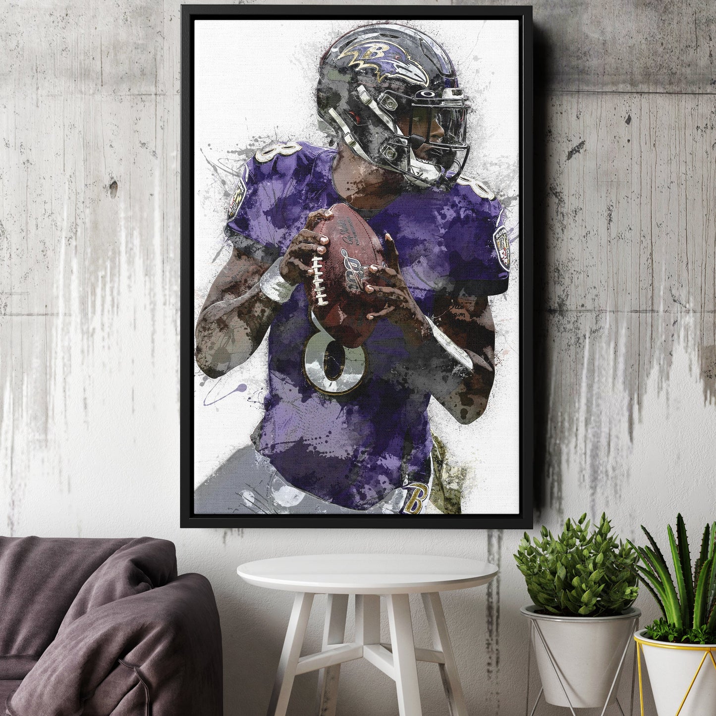 Lienzo de Lamar Jackson – Decoración de Pared de los Baltimore Ravens