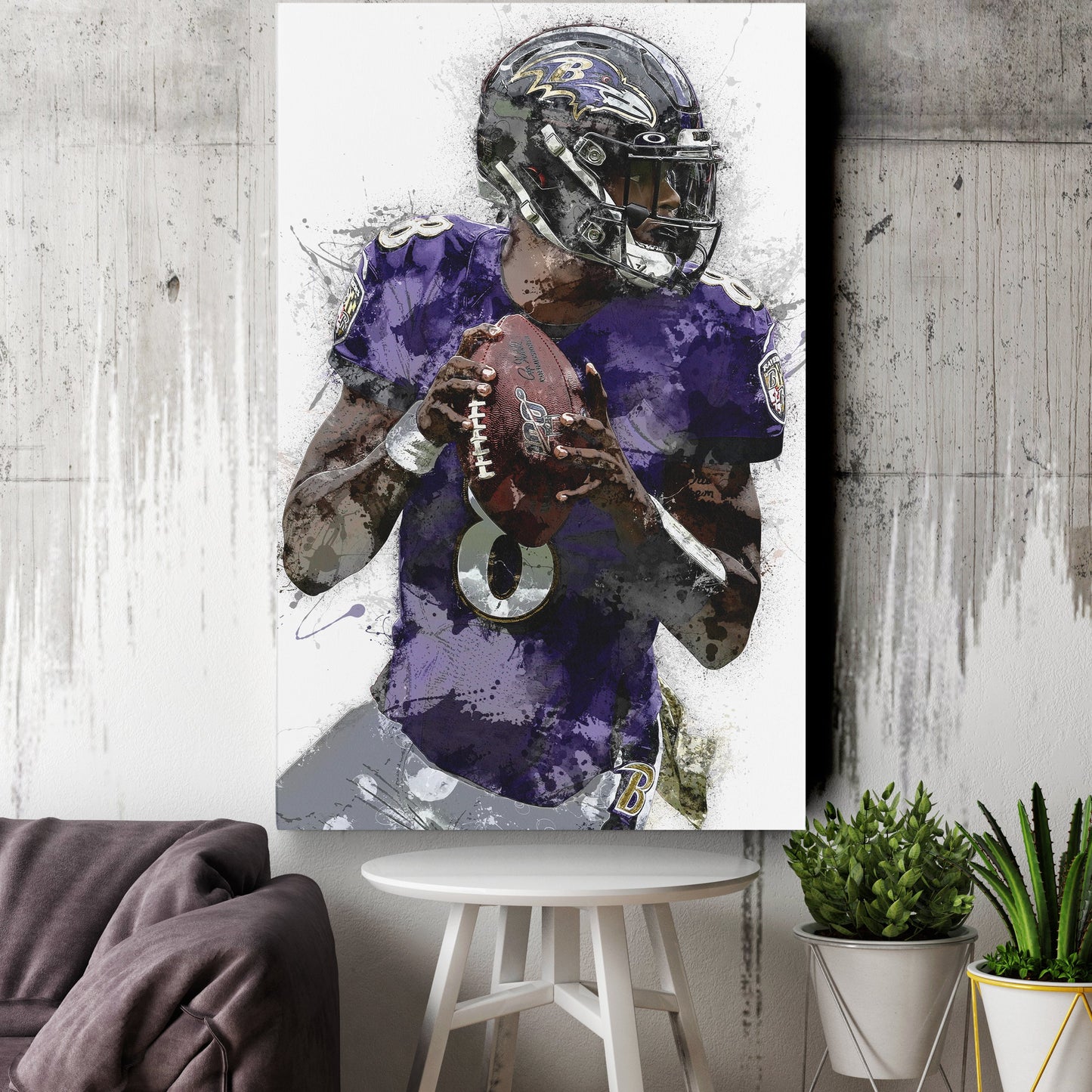 Lienzo de Lamar Jackson – Decoración de Pared de los Baltimore Ravens