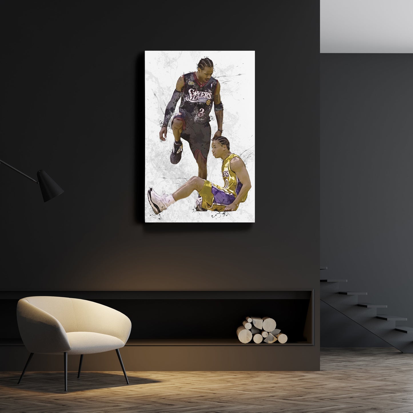 Allen Iverson Step Over Canvas Wall Art – NBA Legend for Man Cave