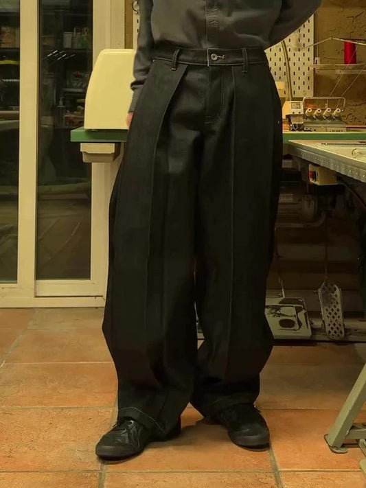 Pantalones vaqueros clásicos de hombre de pierna ancha con bolsillos