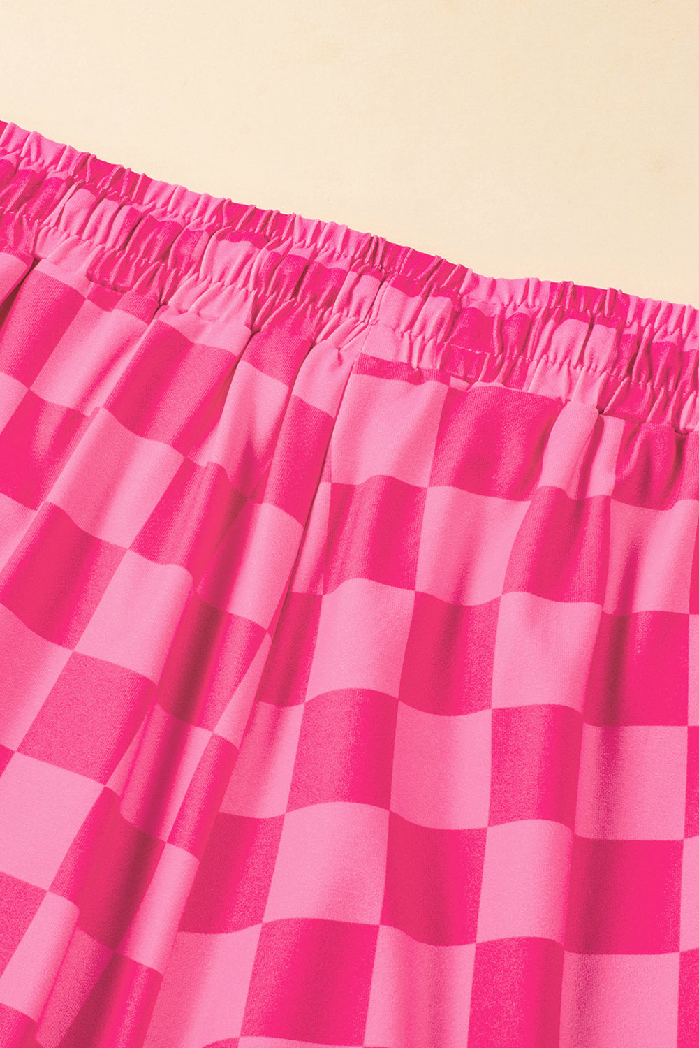 Pantalones cortos casuales a cuadros negros con cordón y cintura elástica