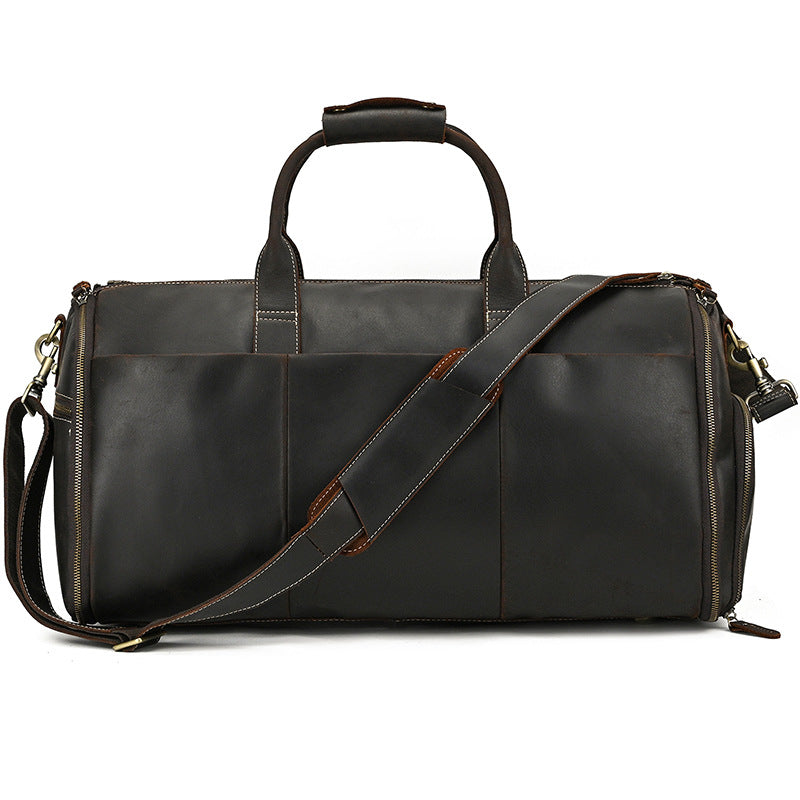 Vintage Multifunctional Leather Travel Duffle Bag Travel Bag