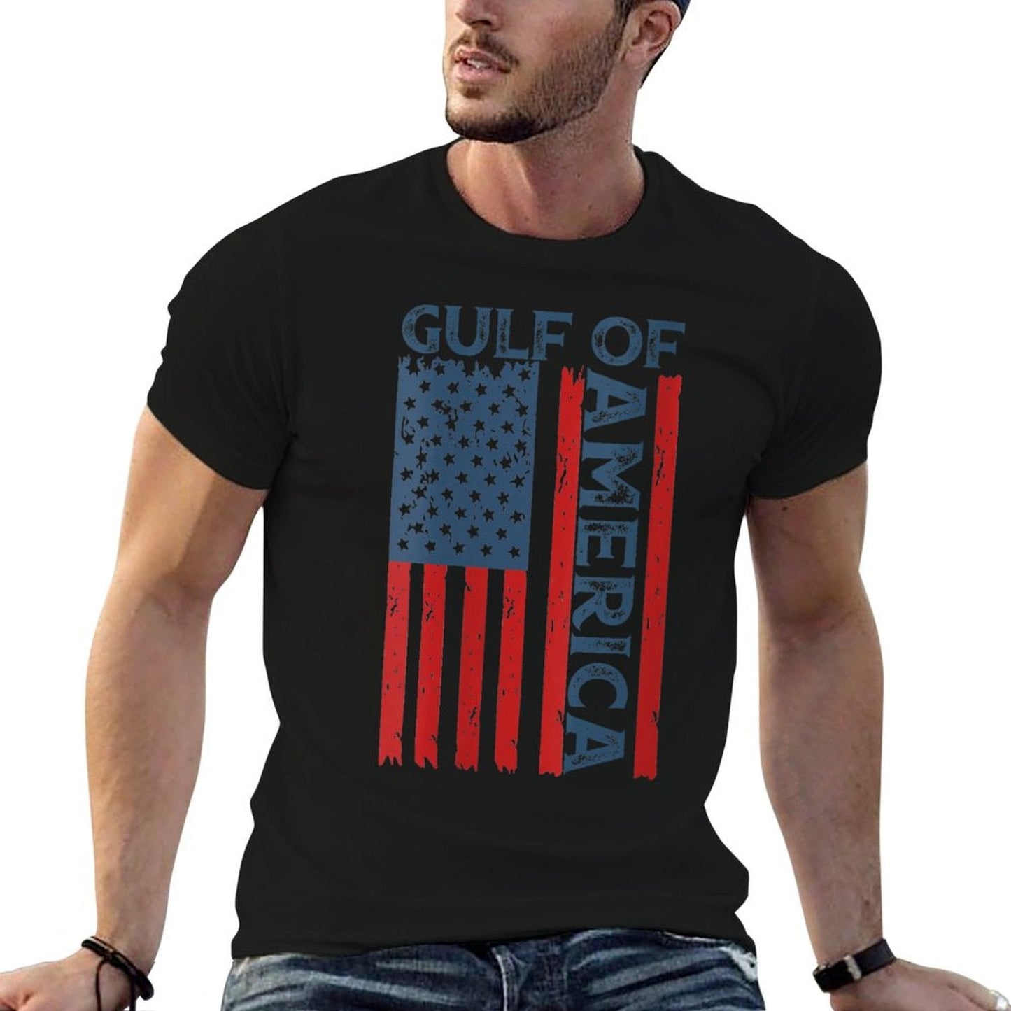 Womens America's Gulf - Gulf Of USA America Funny USA American Flag V-Neck Easy-care T-Shirt