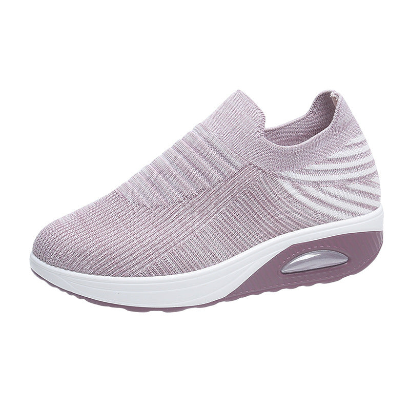 Women's Stripe Design Mesh Slip-On Flats