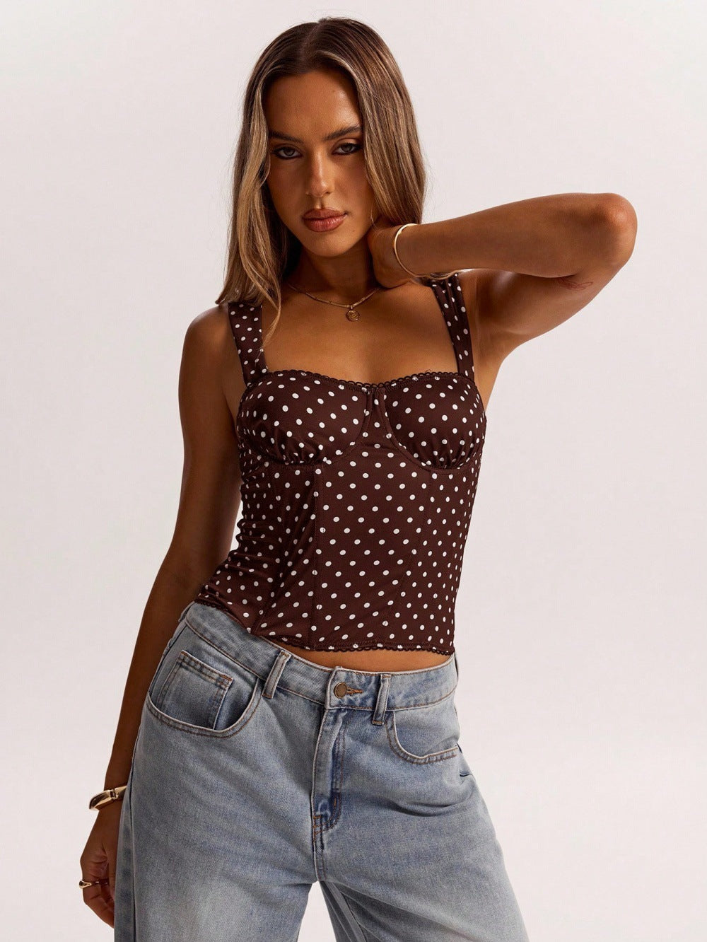 Camisola con aros y lunares para mujer – Top para fiesta y noche de citas